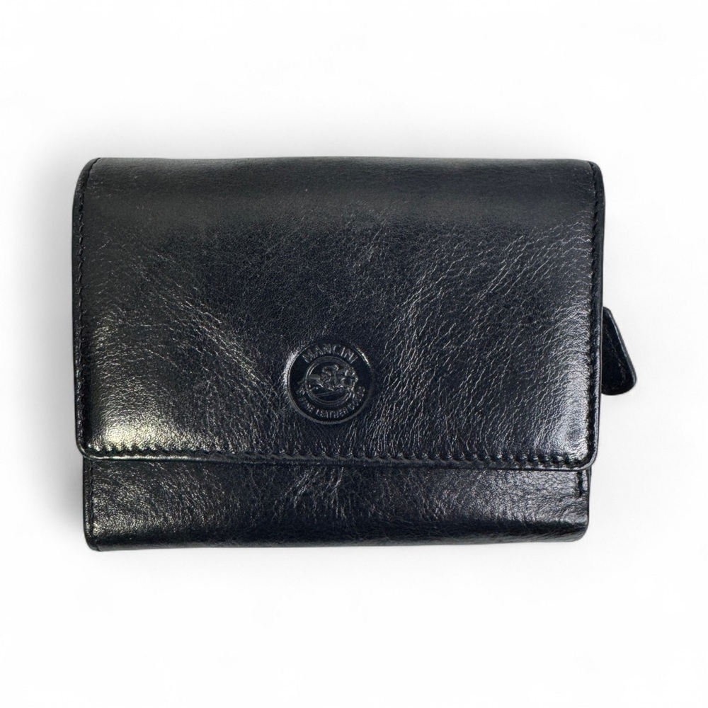 Mancini Black Leather Trifold Wallet Card Holder Coin Pocket Women's - Picture 2 of 8